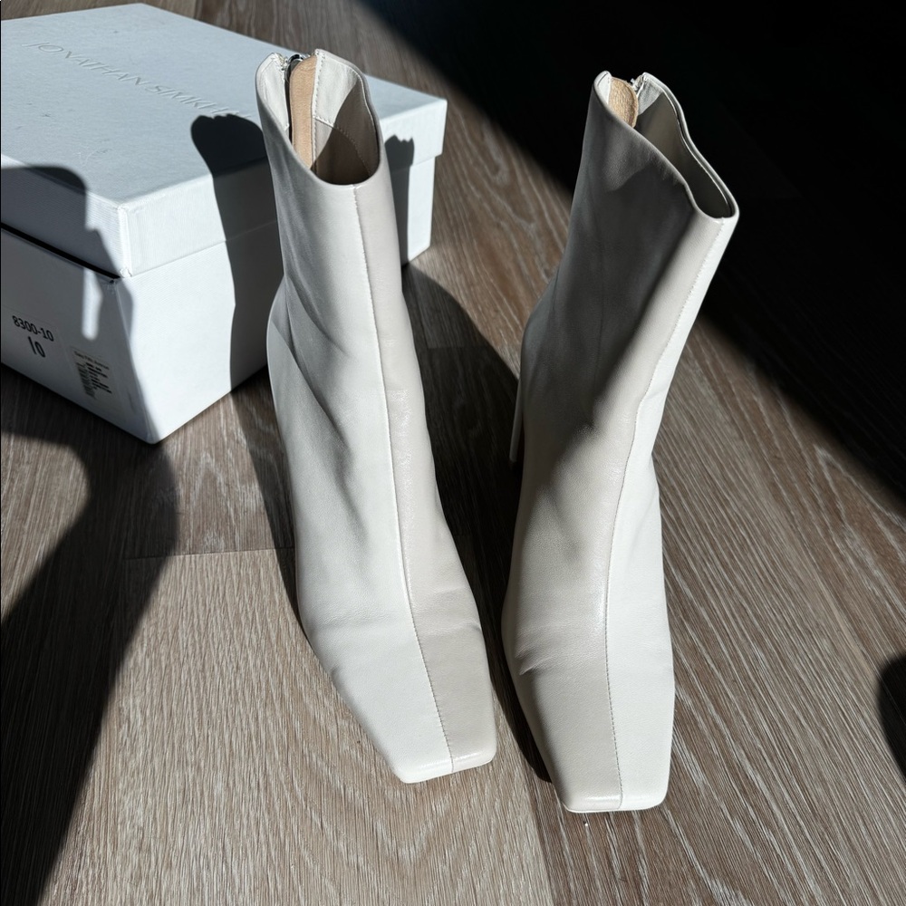Jonathan Simkhai Kelsey squared toed boots in egret/tan. Size 40 never worn
